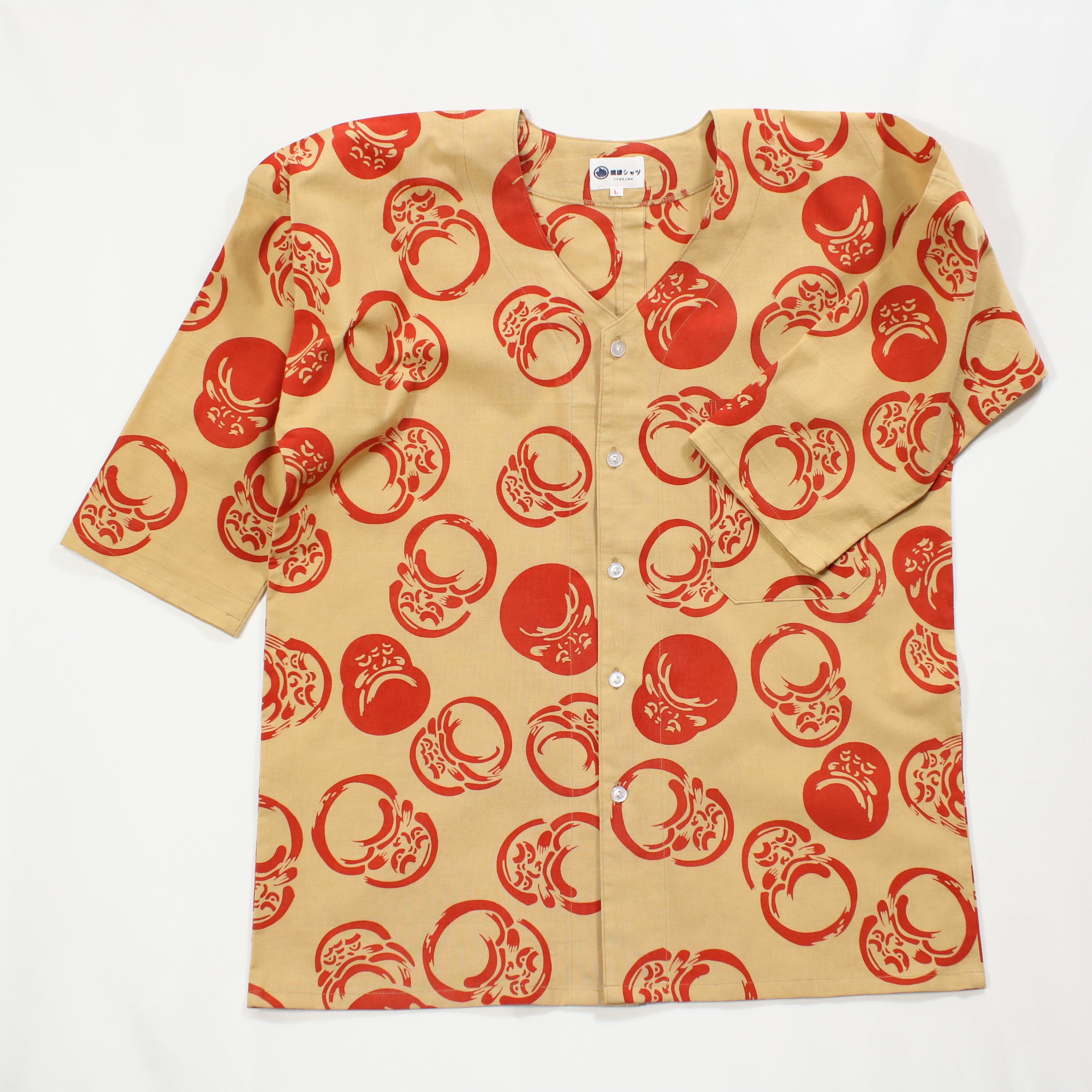 【だるま(ベージュ地)】焼津シャツ／七分袖
