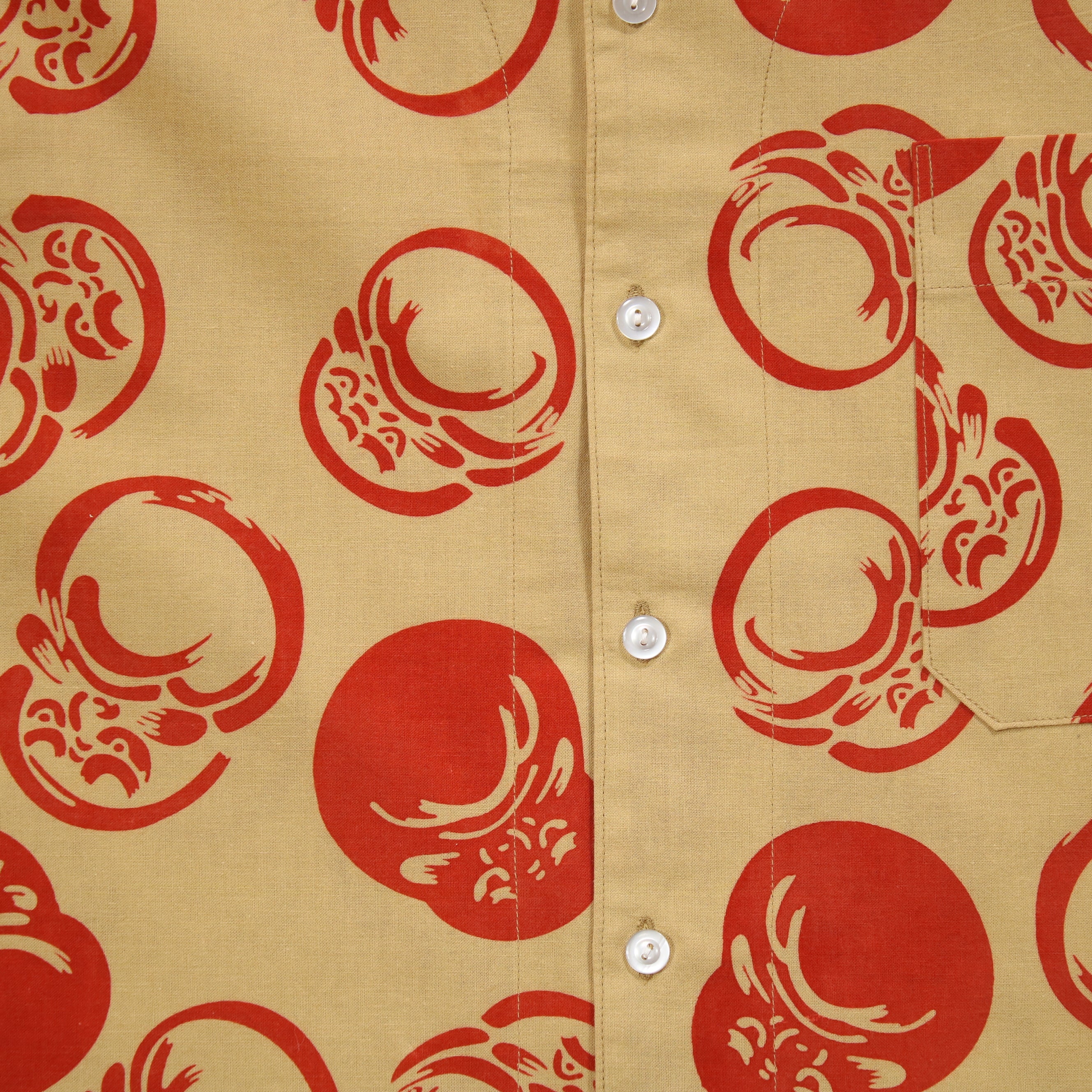 【だるま(ベージュ地)】焼津シャツ／七分袖