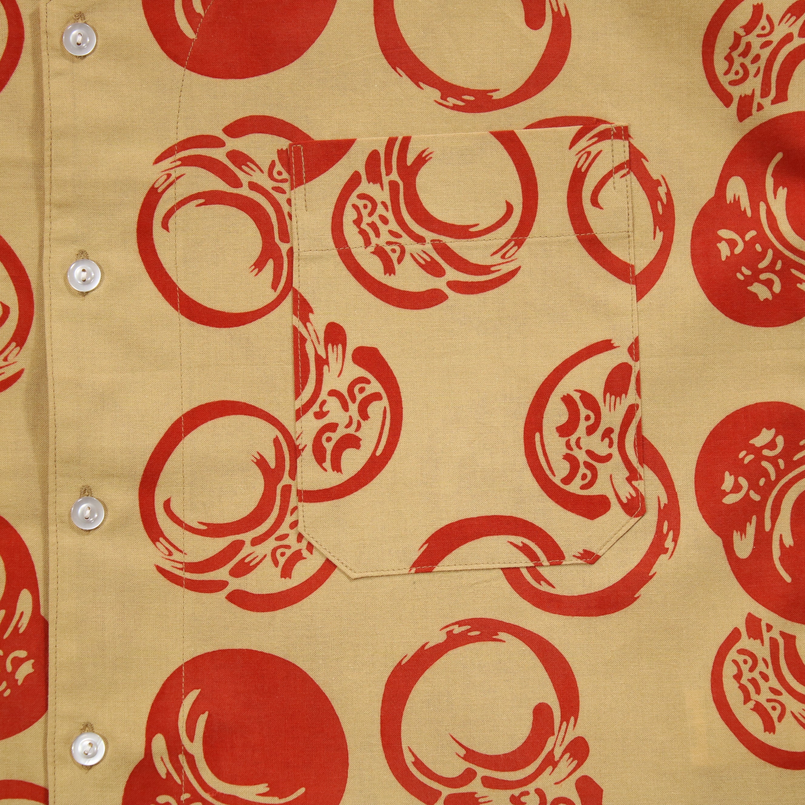 【だるま(ベージュ地)】焼津シャツ／七分袖