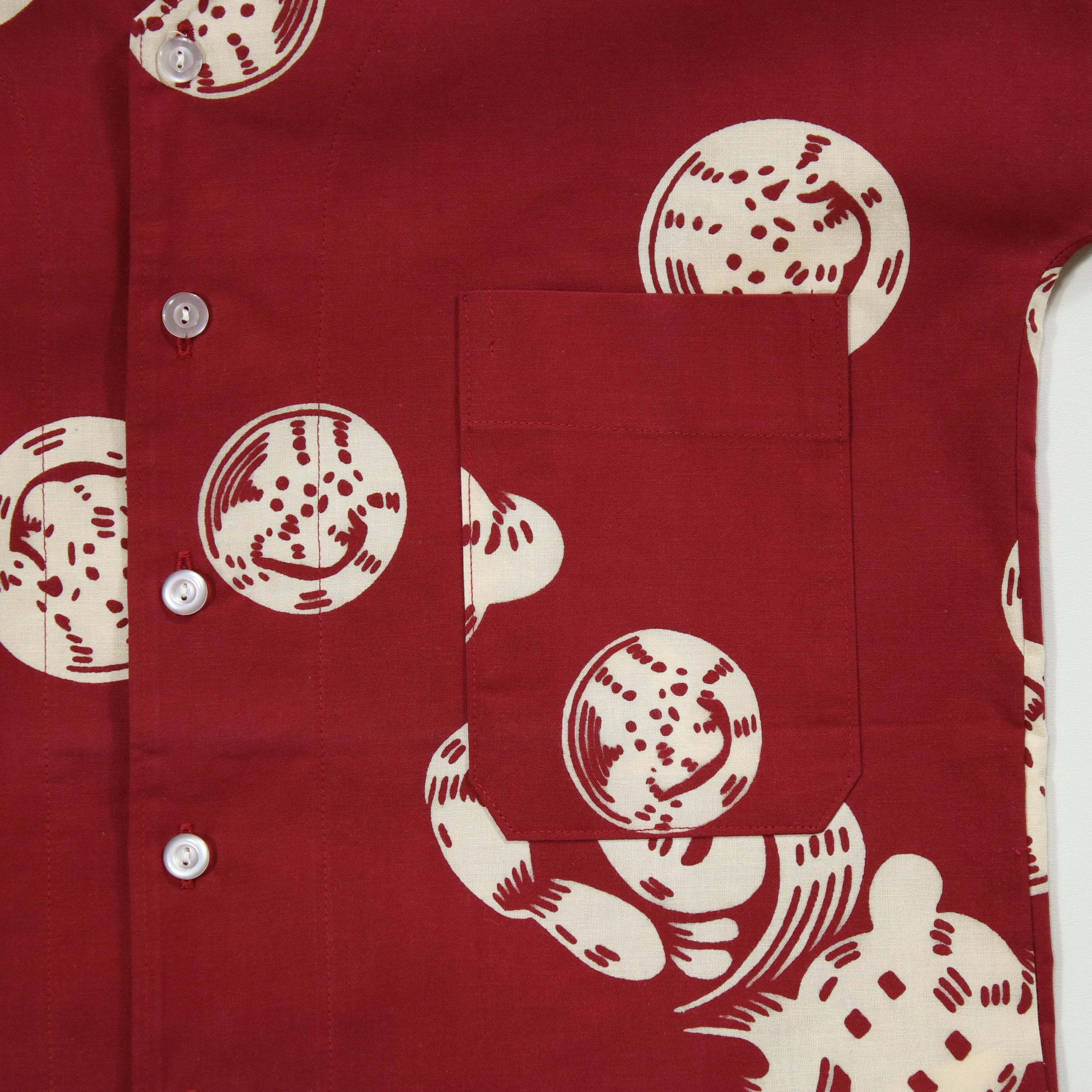 【魚河岸(エンジ地)】魚河岸シャツ／半袖