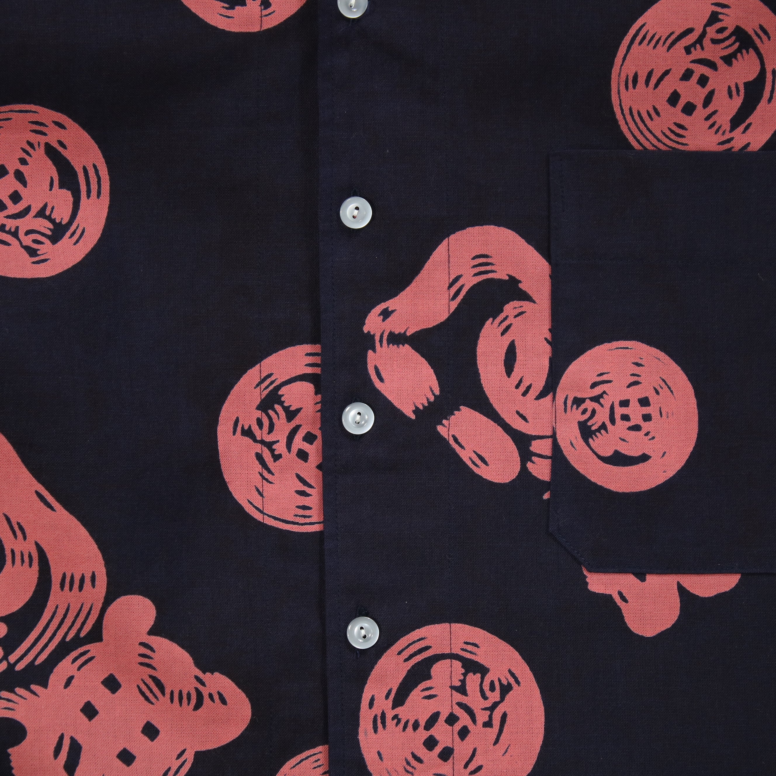 【魚河岸(紺地×ピンク)】魚河岸シャツ／半袖