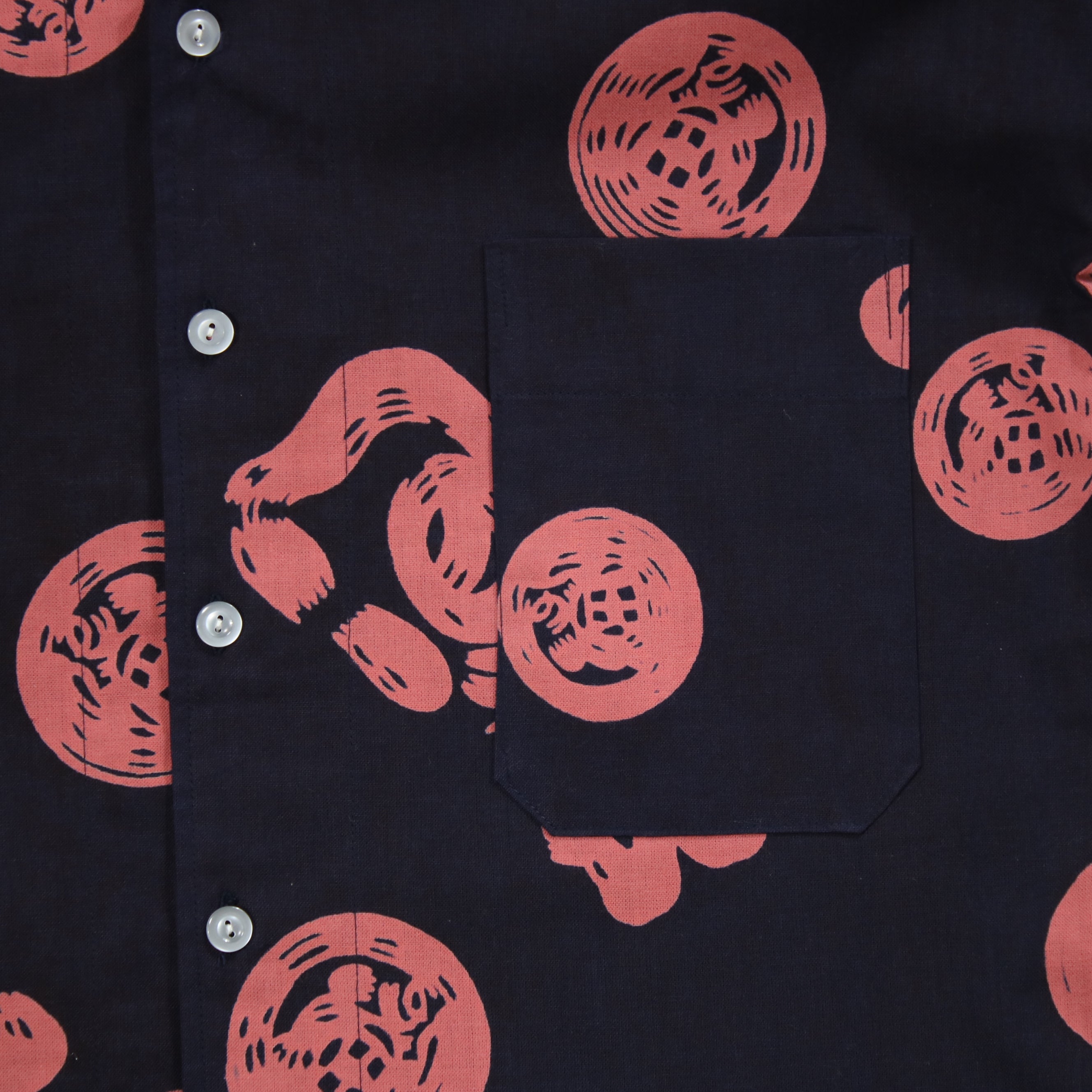 【魚河岸(紺地×ピンク)】魚河岸シャツ／半袖