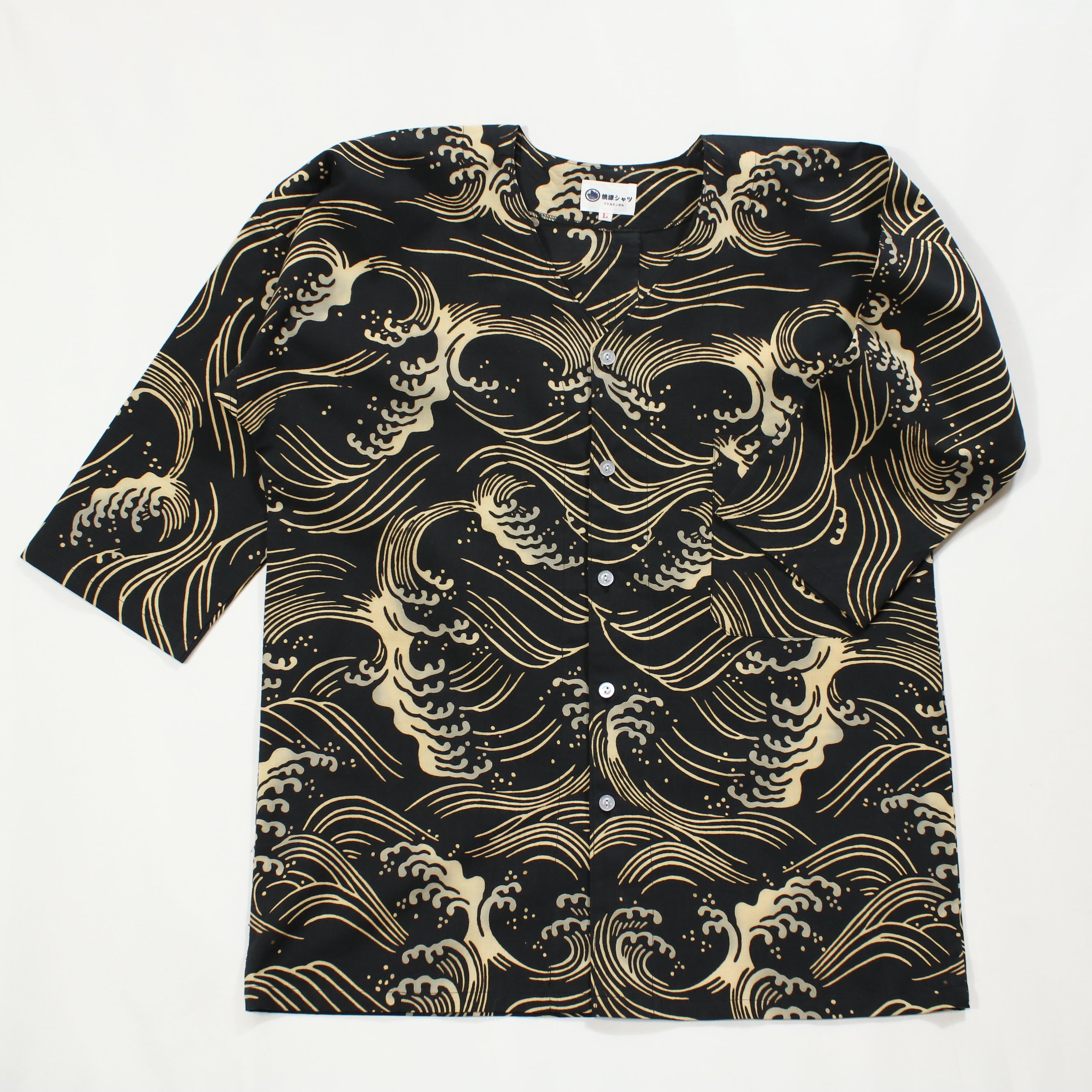 【黒波】魚河岸シャツ／七分袖