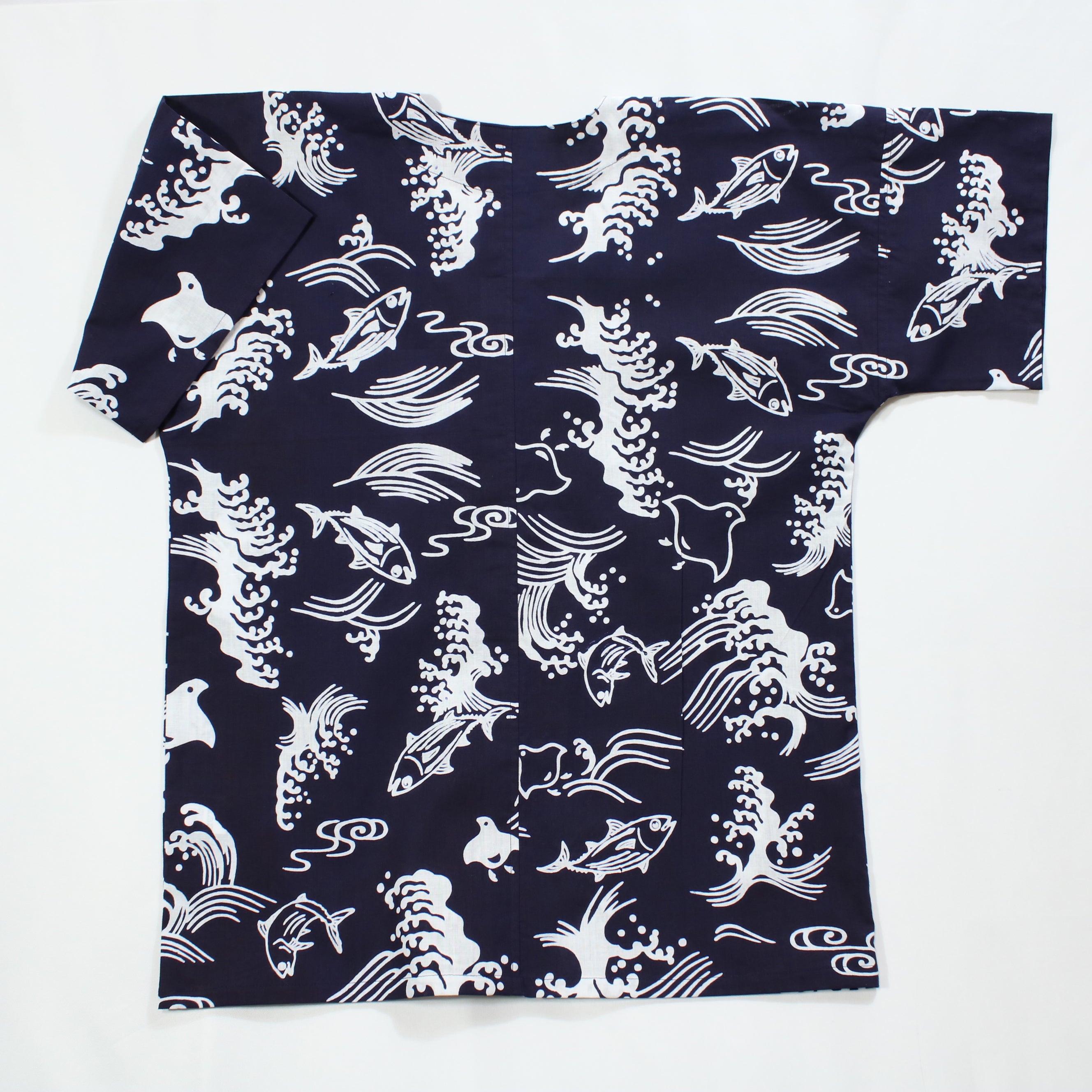 【鰹に千鳥(紺地)】焼津シャツ／半袖