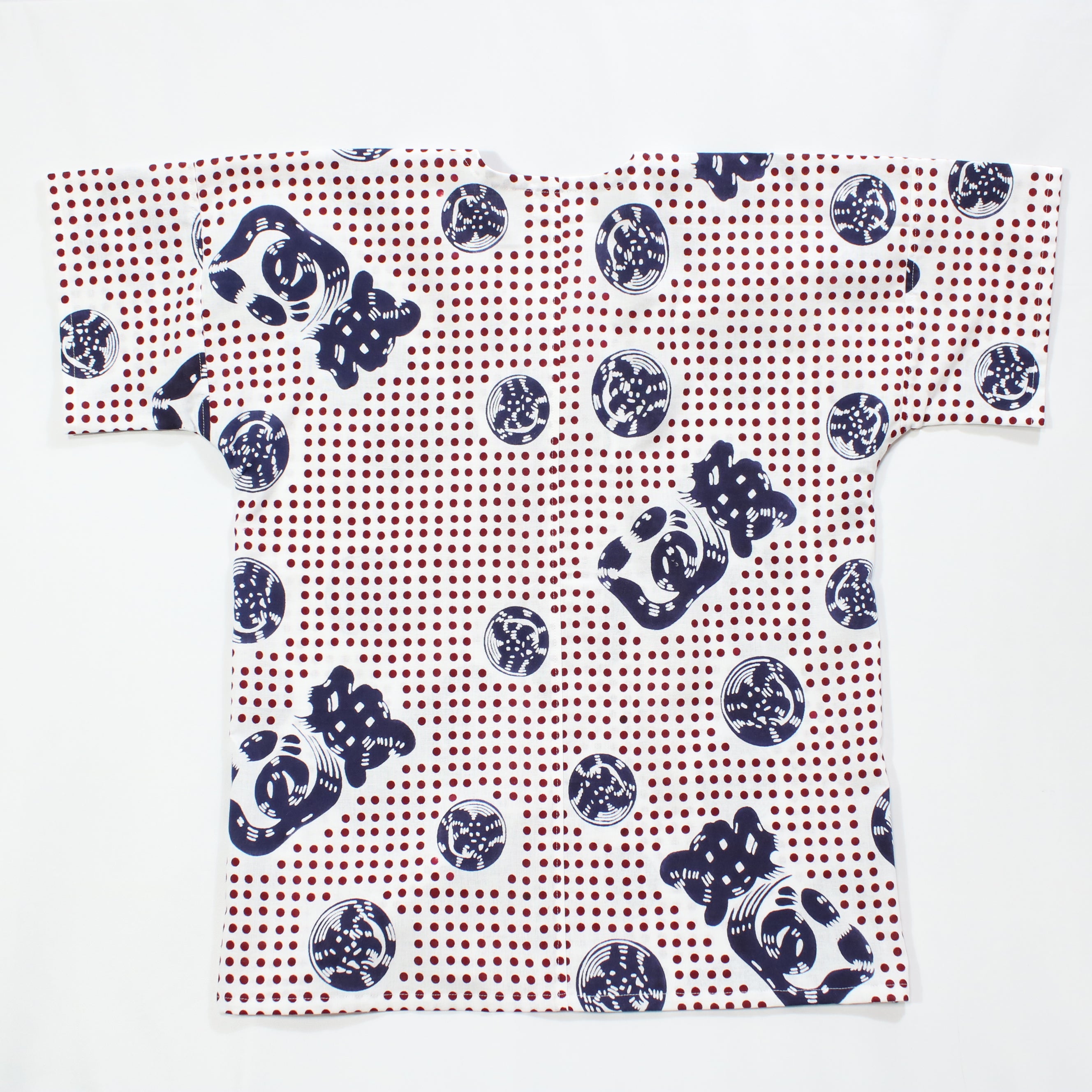 【豆絞り(赤玉地)】魚河岸シャツ／半袖