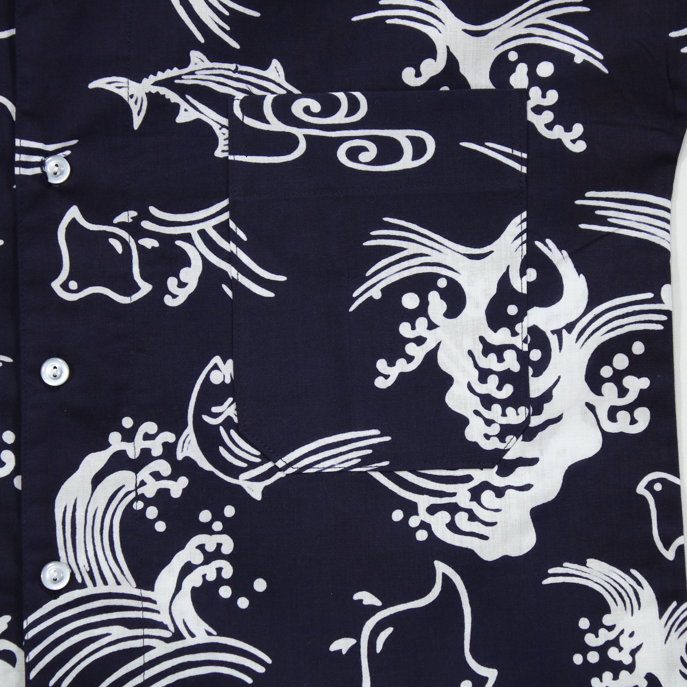 【鰹に千鳥(紺地)】焼津シャツ／半袖