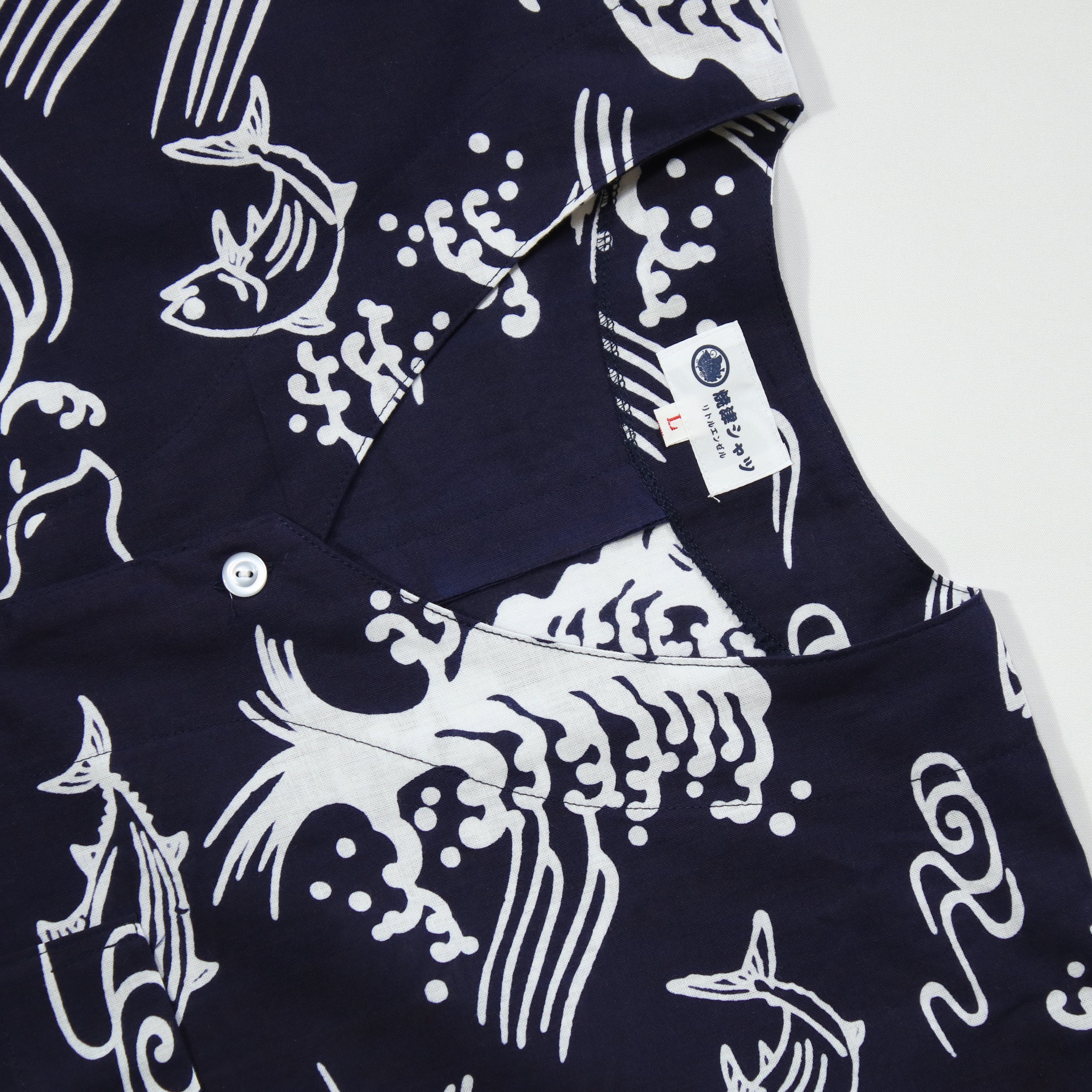 【鰹に千鳥(紺地)】焼津シャツ／半袖