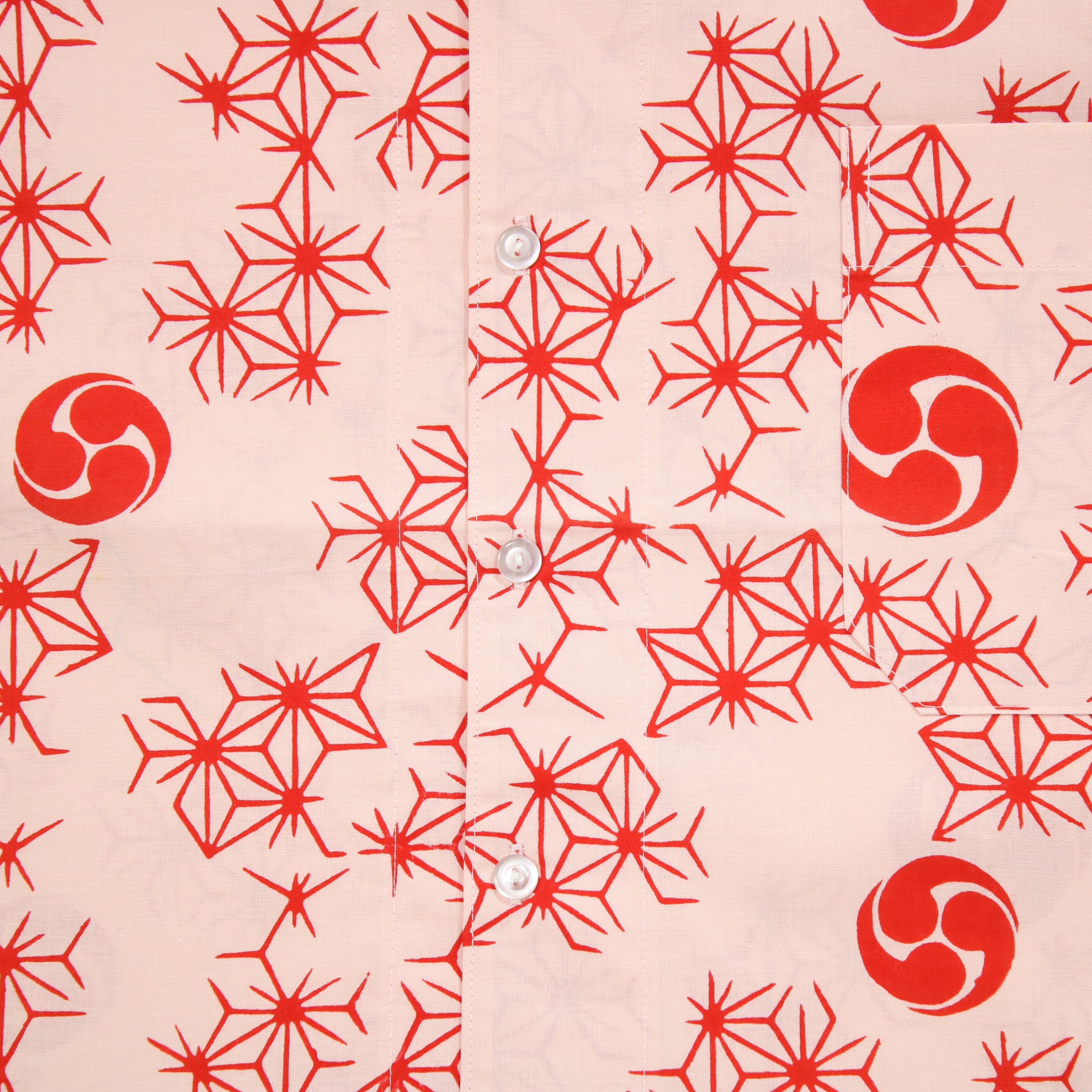 【麻の葉に巴(ピンク地)】焼津シャツ／半袖