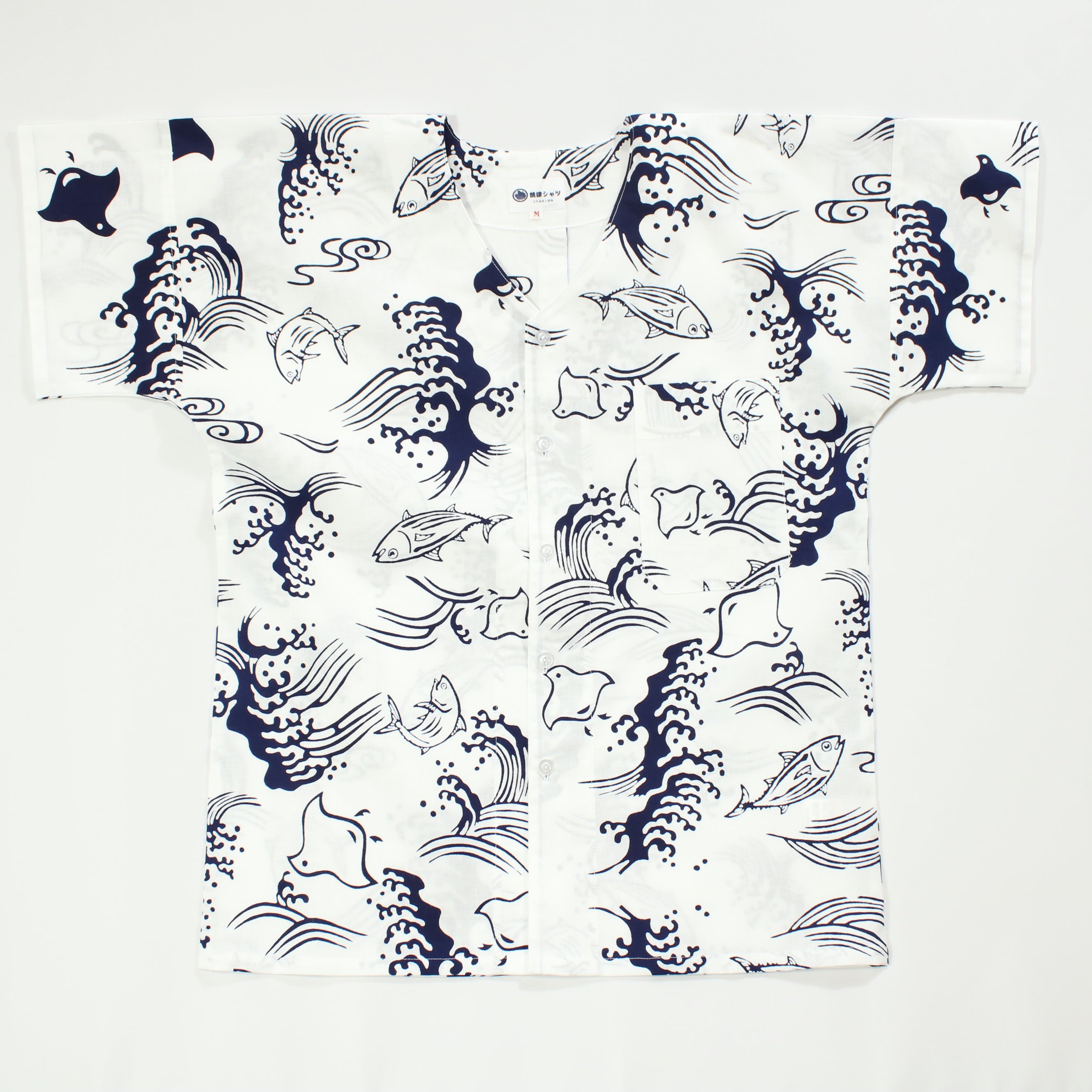 【鰹に千鳥(白地)】焼津シャツ／半袖