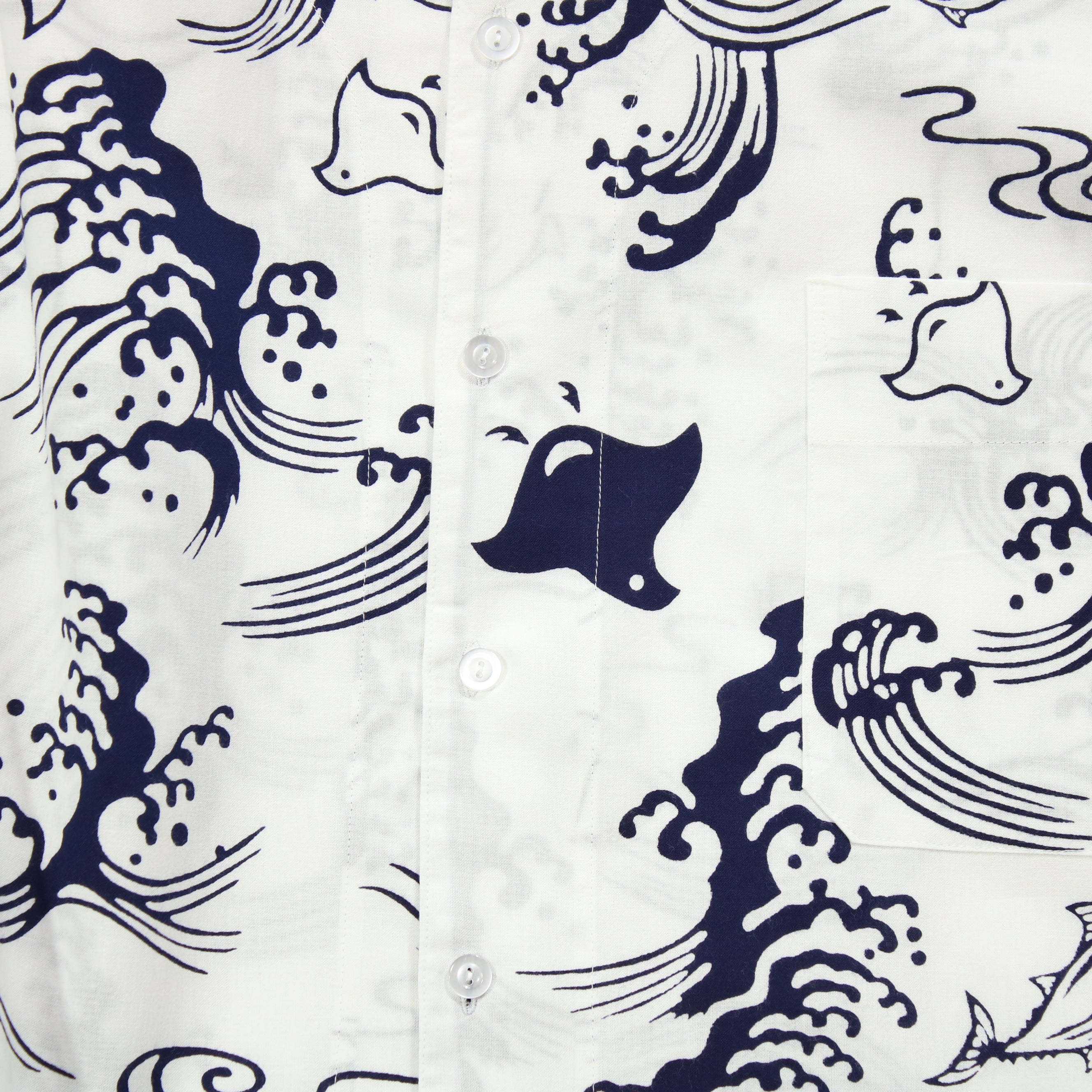 【鰹に千鳥(白地)】焼津シャツ／七分袖