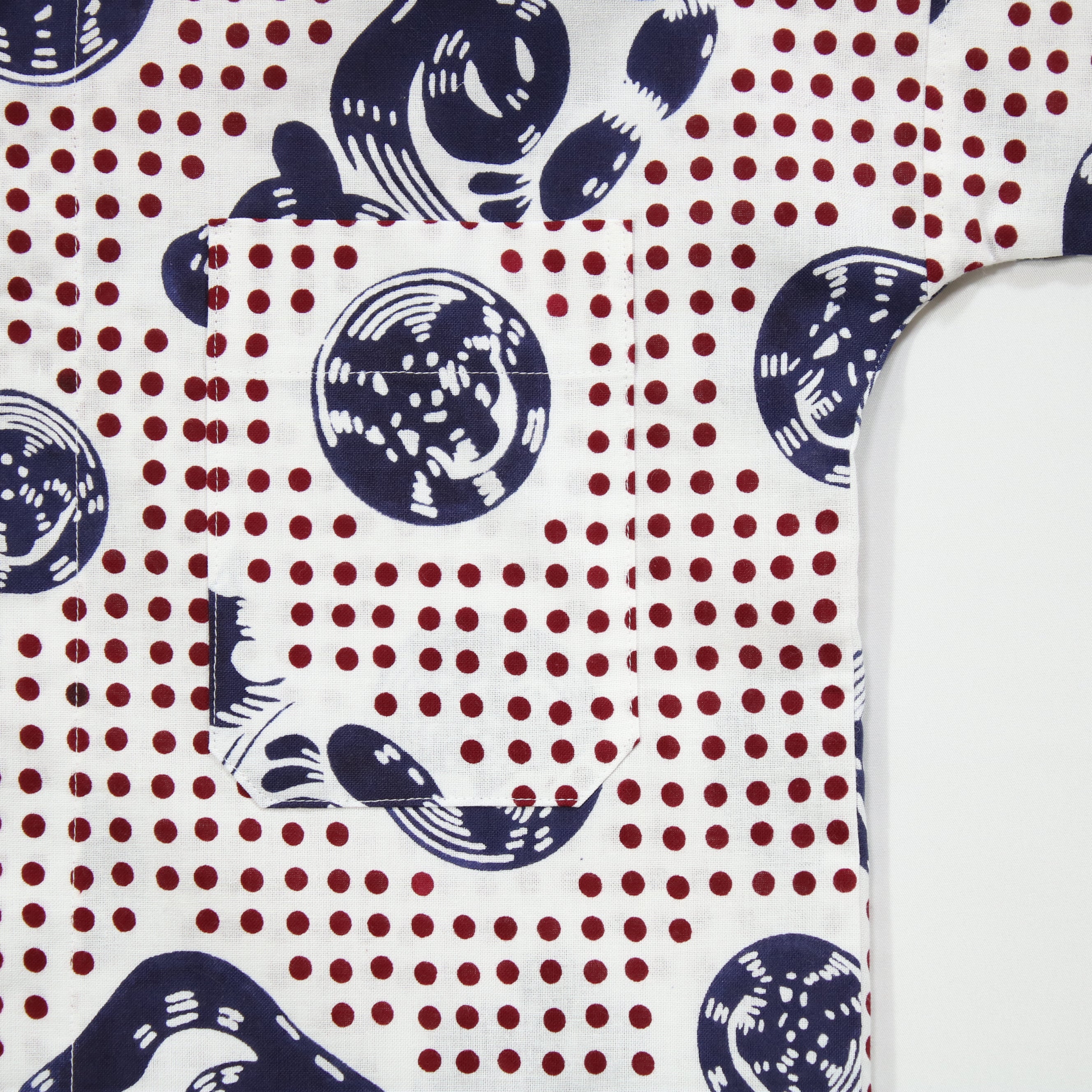 【豆絞り(赤玉地)】魚河岸シャツ／半袖