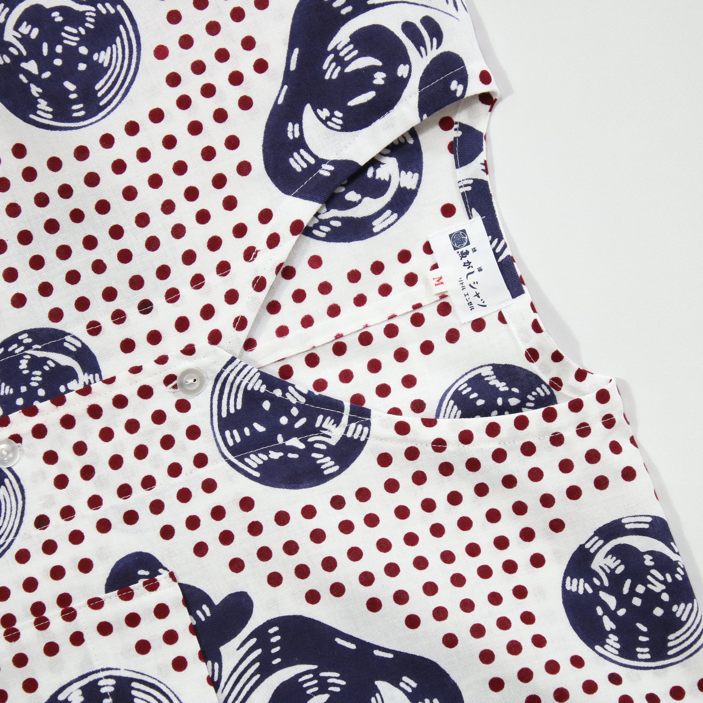 【豆絞り(赤玉地)】魚河岸シャツ／半袖