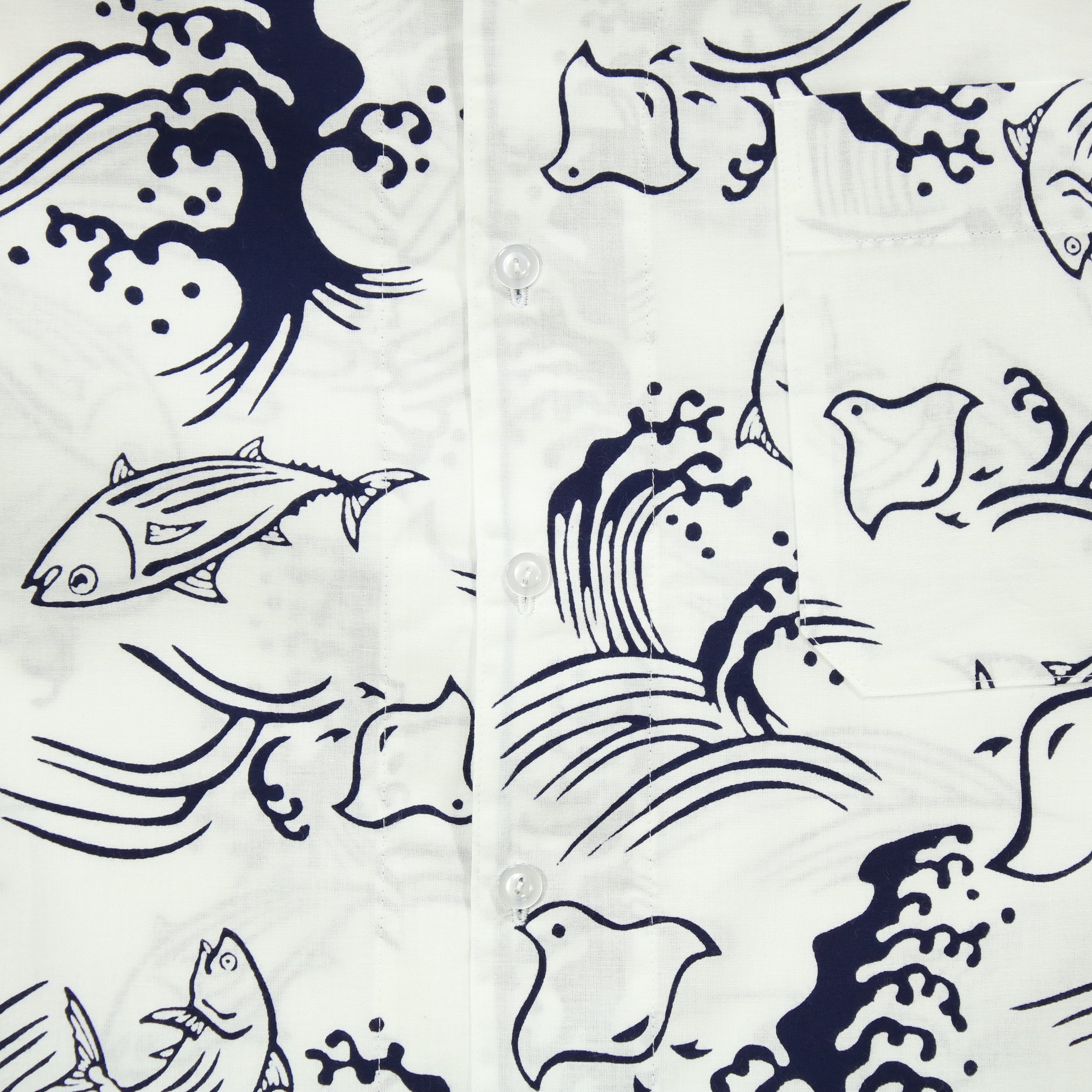 【鰹に千鳥(白地)】焼津シャツ／半袖