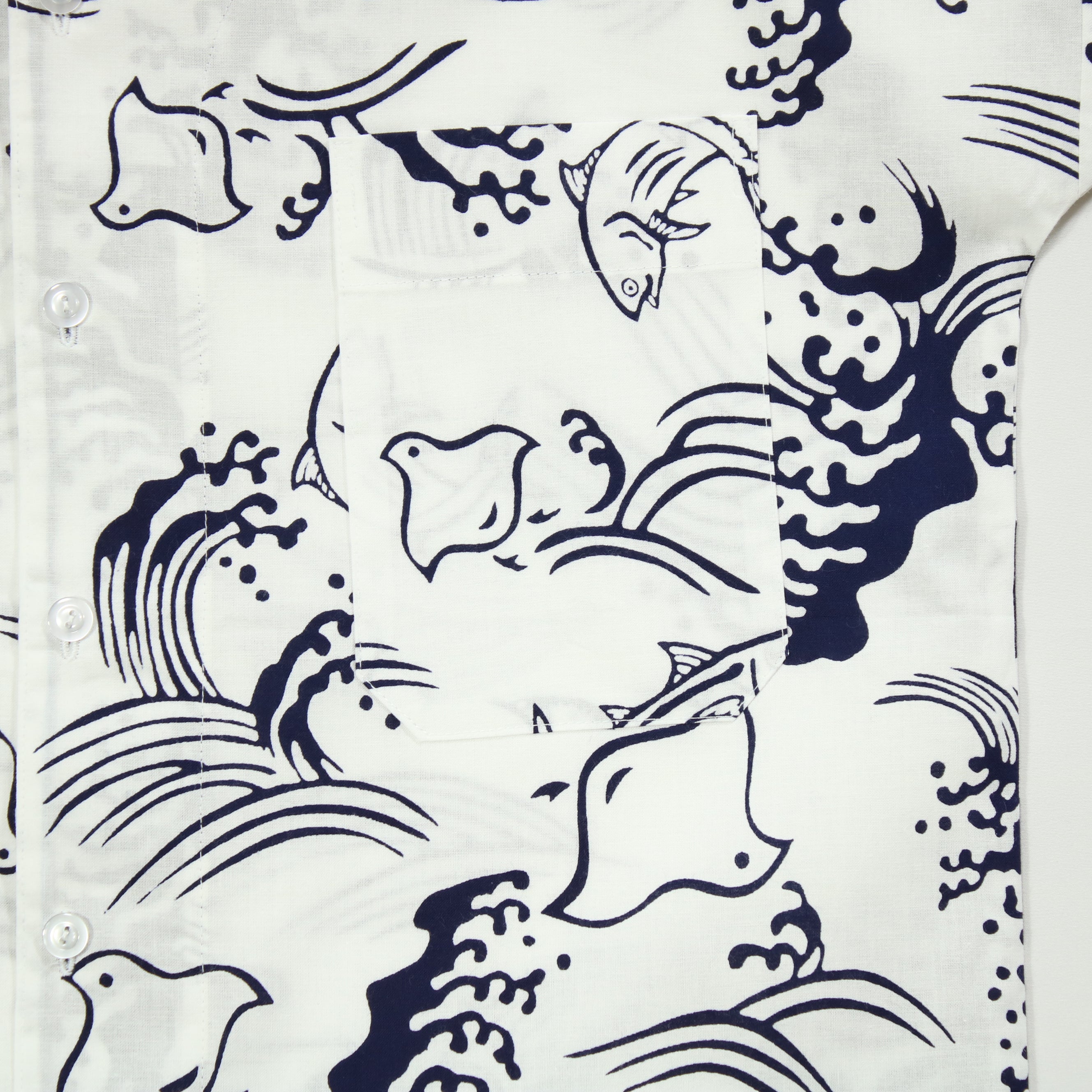 【鰹に千鳥(白地)】焼津シャツ／半袖