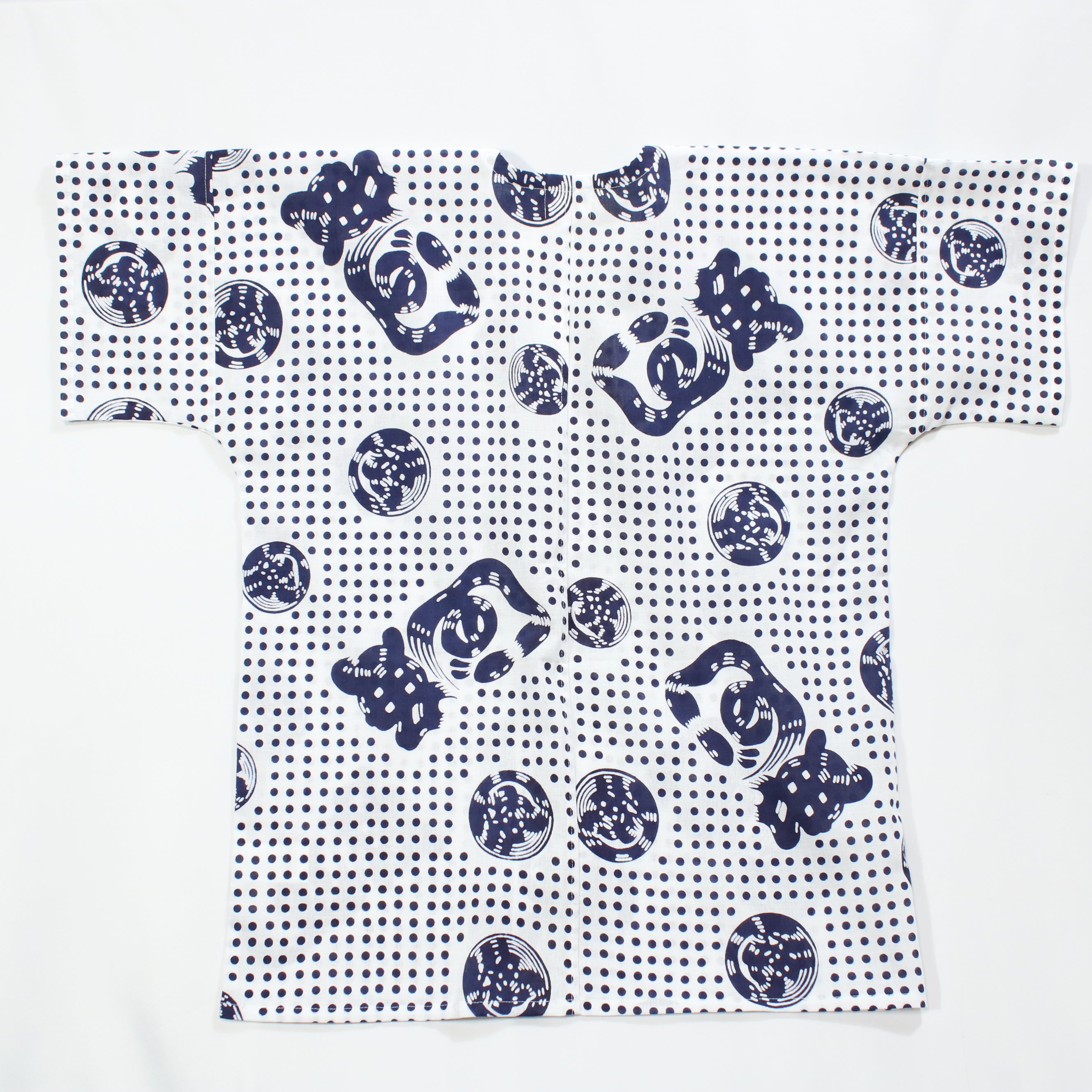 【豆絞り(紺玉地×紺)】魚河岸シャツ／半袖