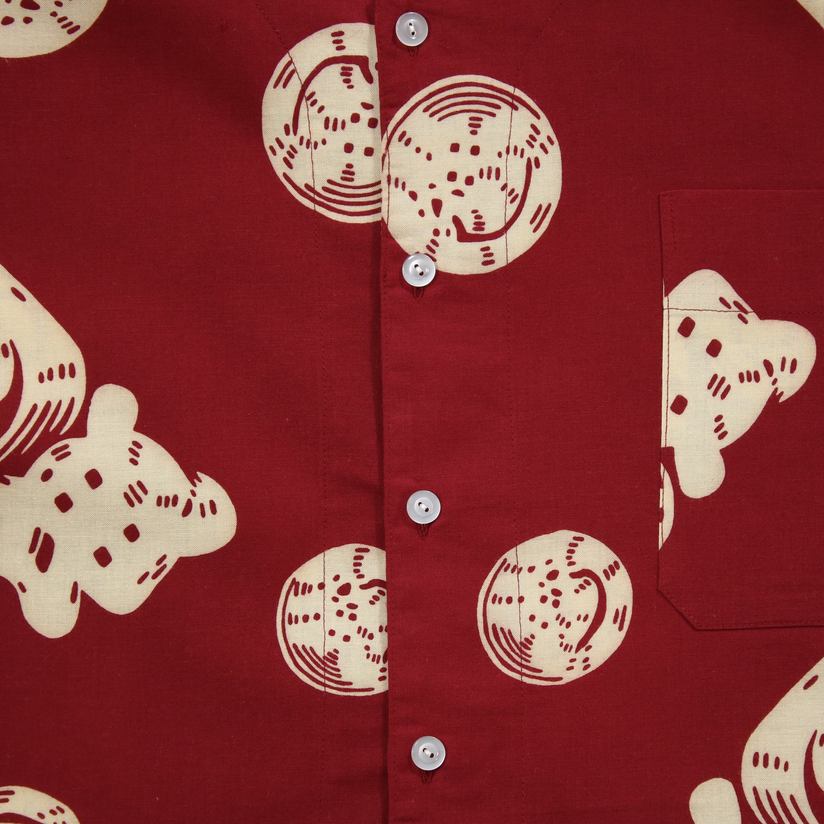 【魚河岸(エンジ地)】魚河岸シャツ／七分袖