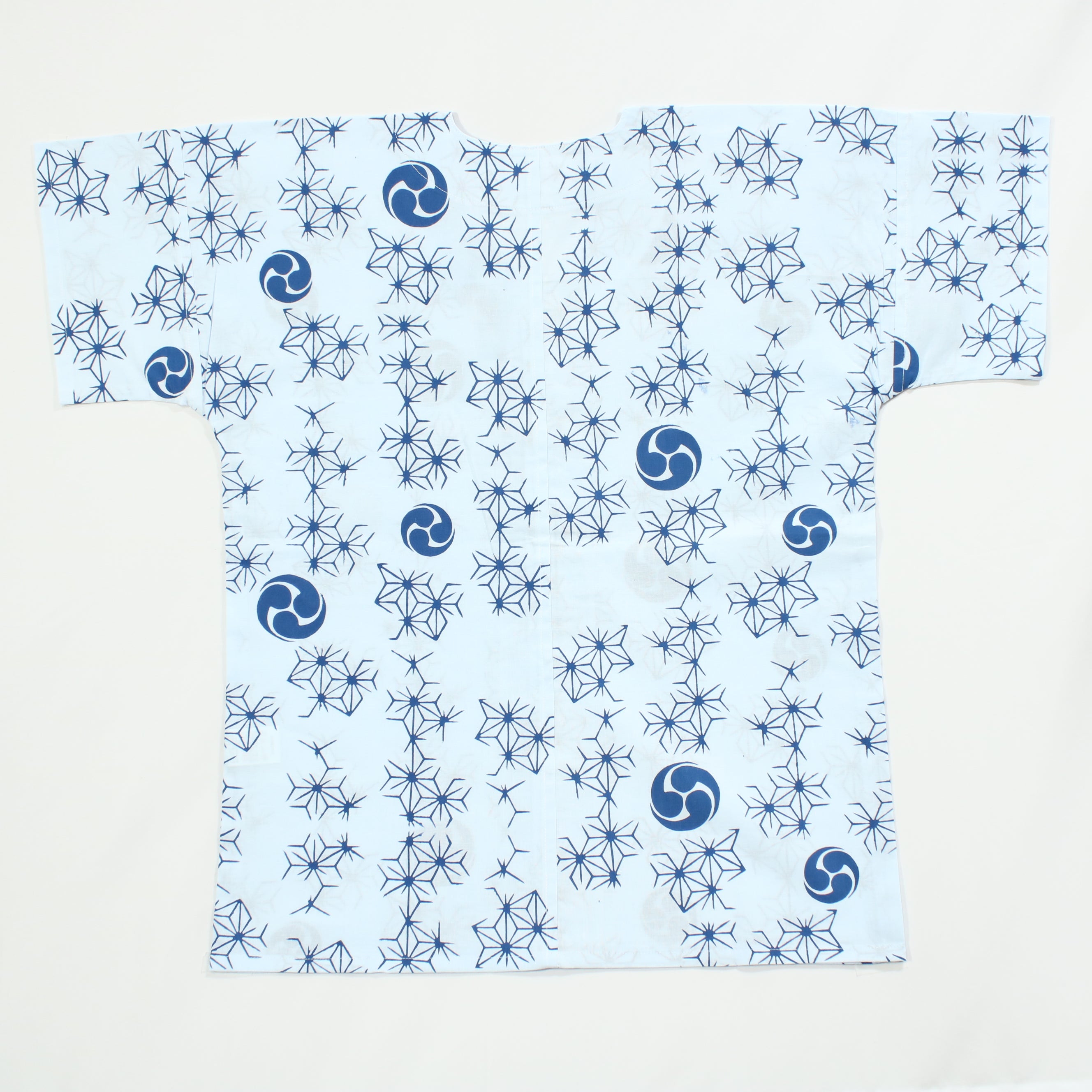 【麻の葉に巴(水色地)】焼津シャツ／半袖