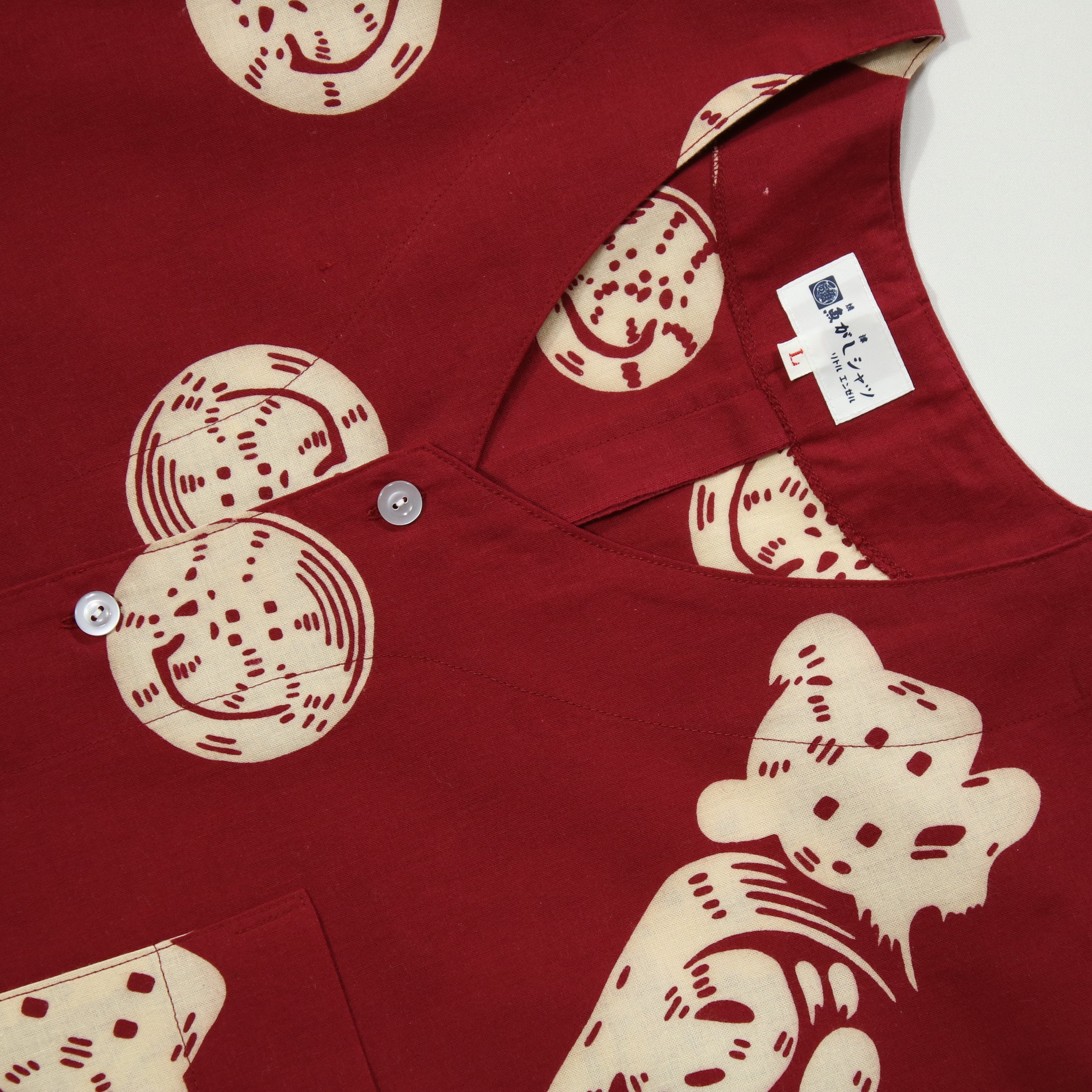 【魚河岸(エンジ地)】魚河岸シャツ／七分袖