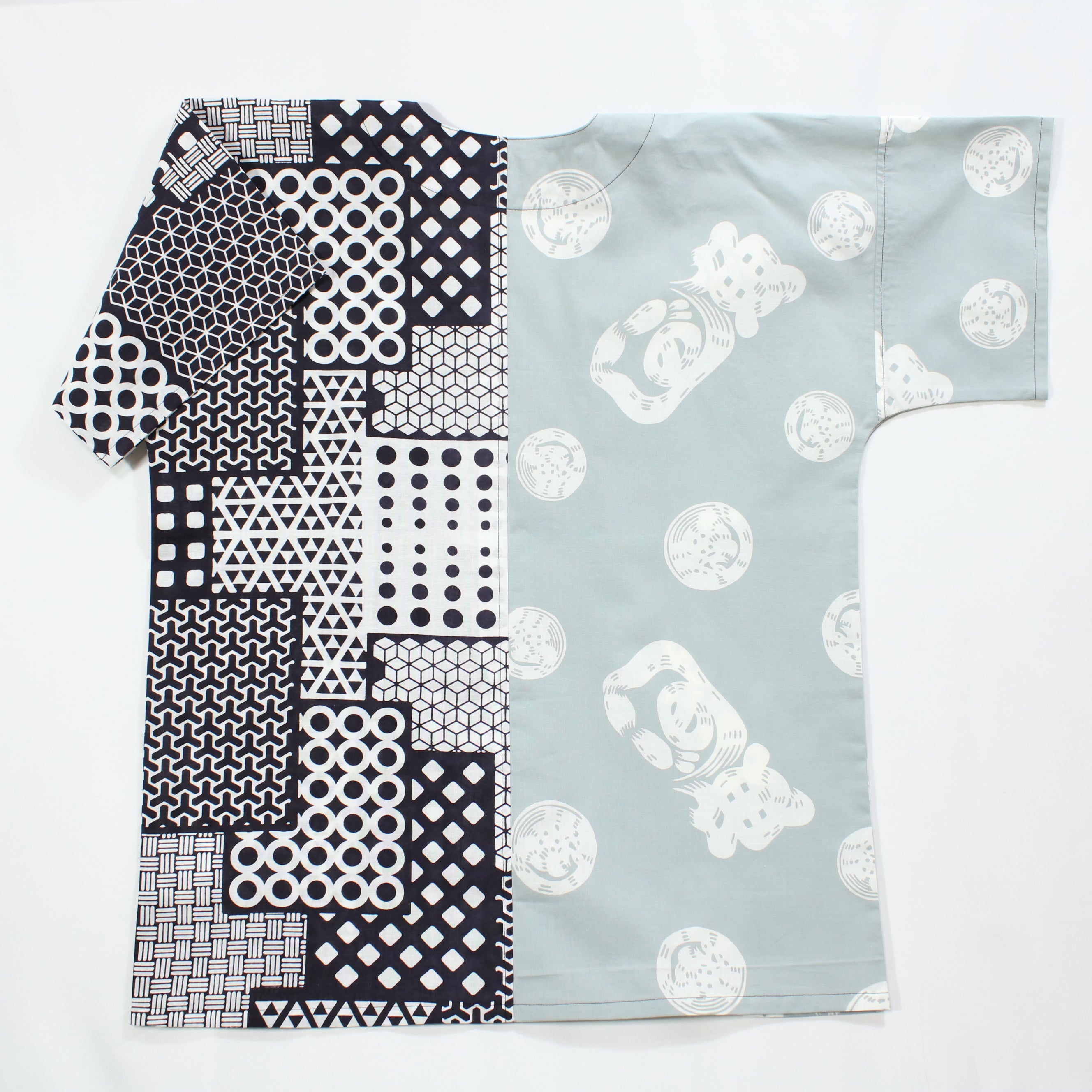 【魚河岸(水色地)/遊び】魚河岸シャツ/片身替／半袖