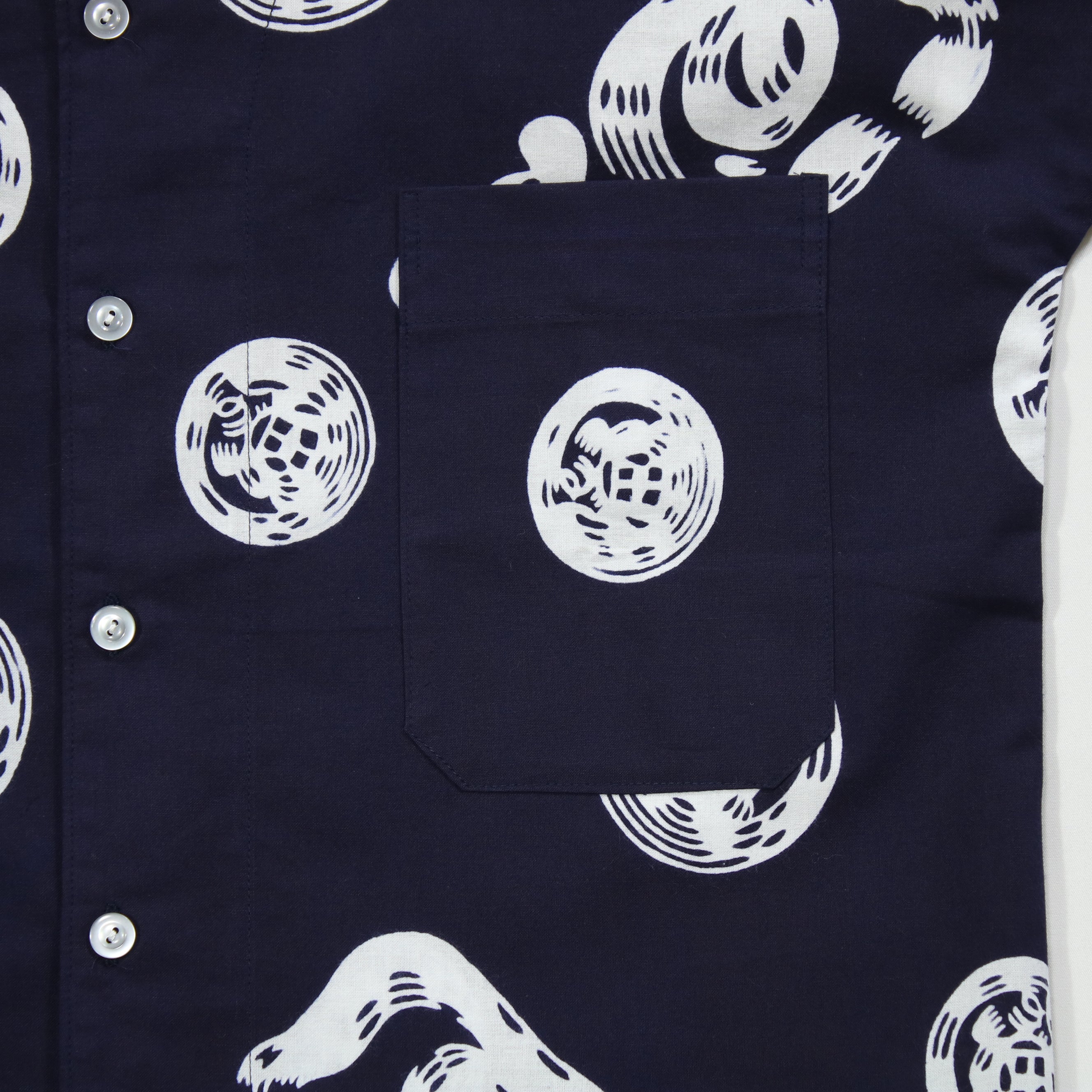 【魚河岸(紺地)】魚河岸シャツ／半袖