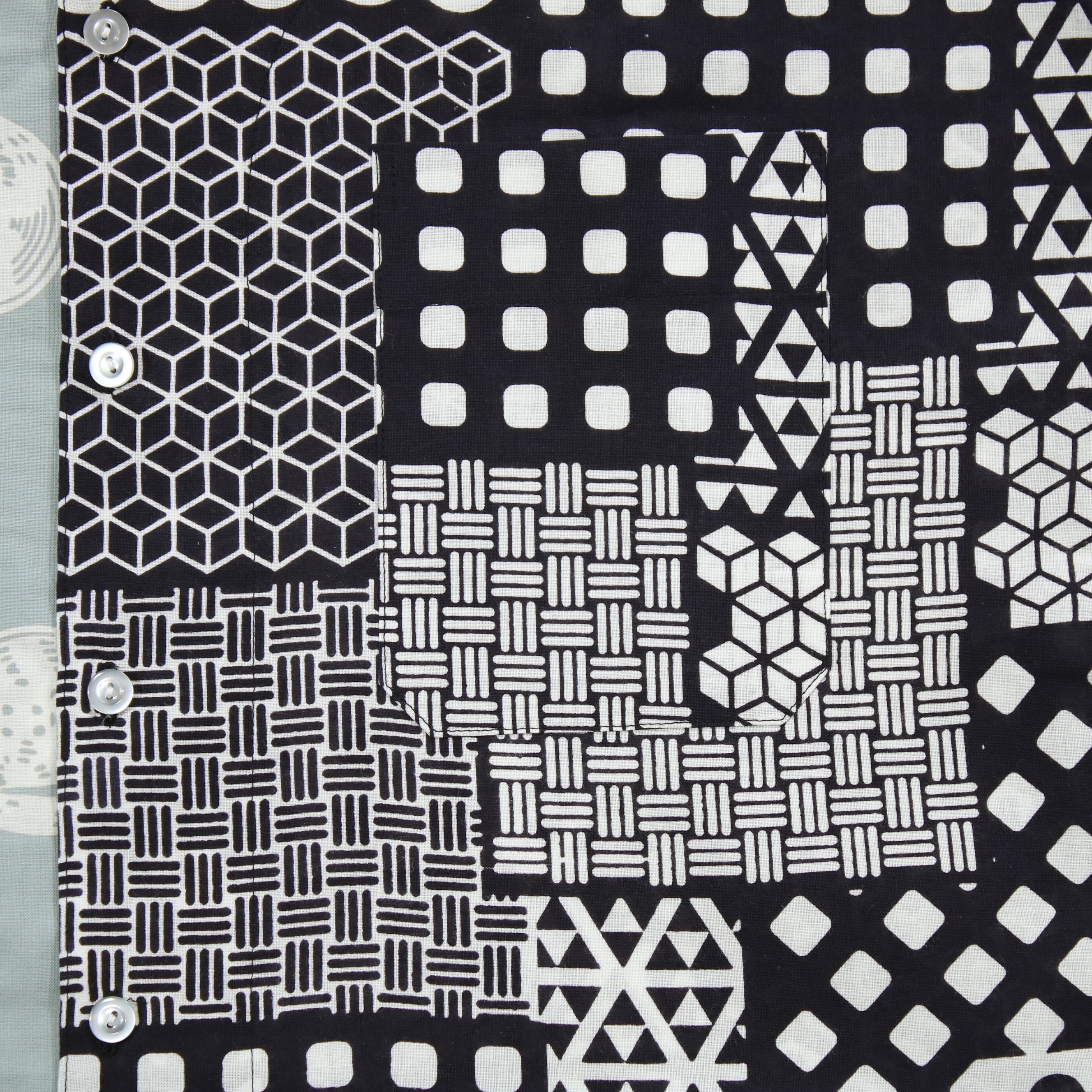 【魚河岸(水色地)/遊び】魚河岸シャツ/片身替／半袖