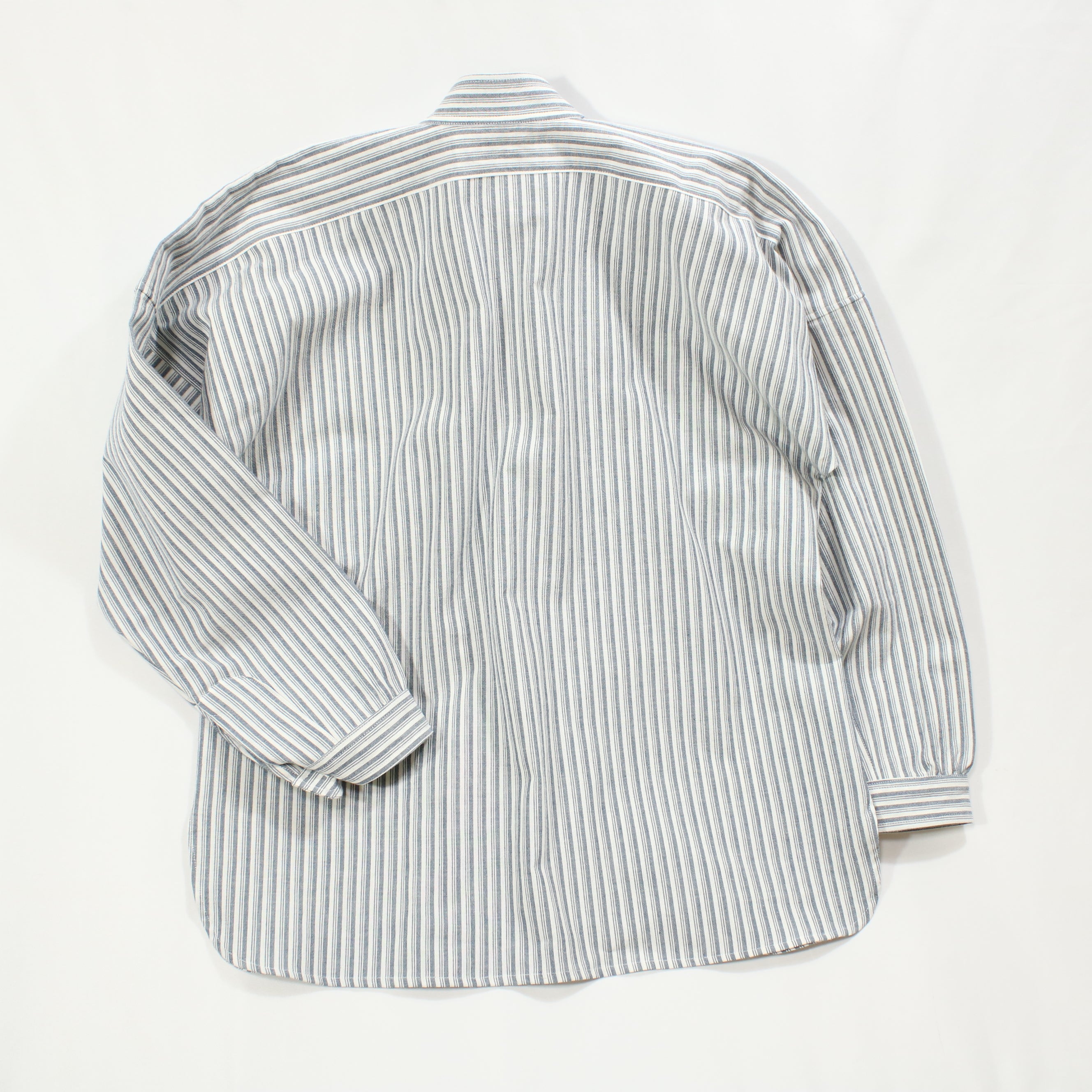 【鰹縞(グレー地)】スタンドカラーシャツ／長袖