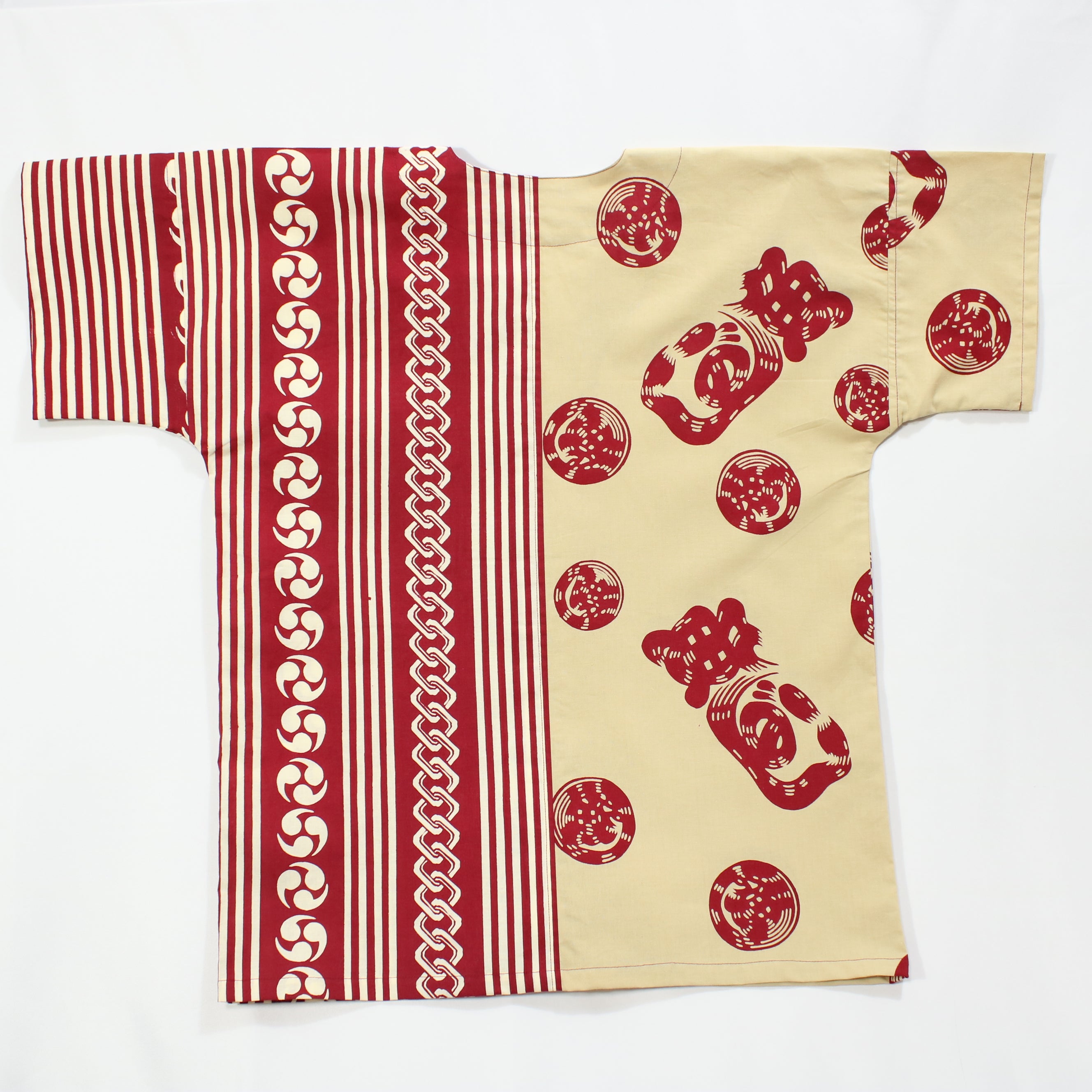 【魚河岸(ベージュ地)/遊び寄せ】魚河岸シャツ/片身替／半袖