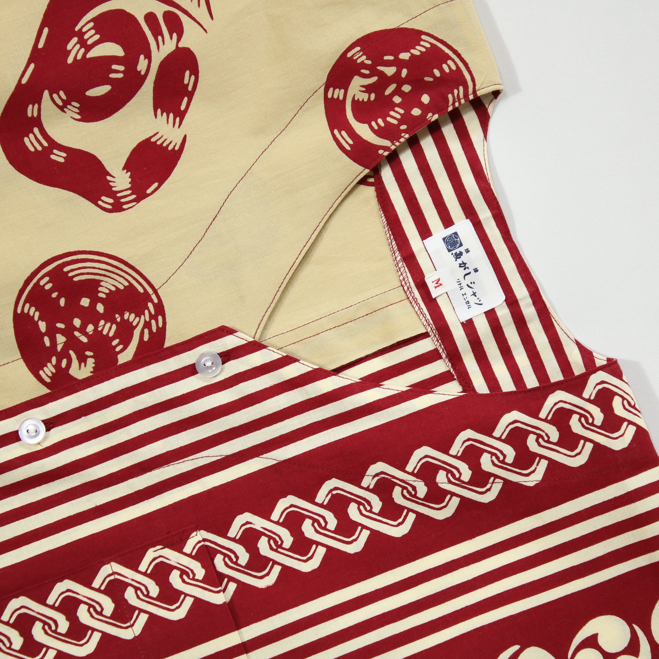 【魚河岸(ベージュ地)/遊び寄せ】魚河岸シャツ/片身替／半袖